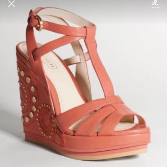 Coach Catalina Wedge Sandals, Peach Color, Size 6 - Picture 1 of 8